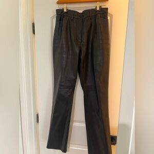 Faconnable Black Leather Pants